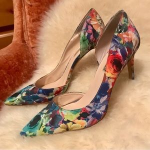 INC Colorful Floral Satin 4 Inch Heels Size 10M
